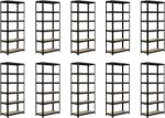 MAMUTEX 10 darabos akciós csomag - Lakkozott fém állvány Mamutex Standard 220x90x50 cm - 6 polc, teherbírás 1050 kg, fekete