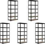 MAMUTEX 5 darabos akciós csomag - Lakkozott fém állvány Mamutex Standard 240x120x50 cm - 6 polc, teherbírás 1050 kg, fekete