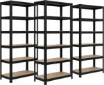 MAMUTEX 3 darabos akciós csomag - Lakkozott fém állvány Mamutex Standard 240x120x40 cm - 6 polc, teherbírás 1050 kg, fekete