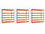 MAMUTEX 3 darabos akciós csomag - Lakkozott kék-narancssárga Mamutex Heavy polc 260x120x80 cm - 6 polc, teherbírás 3000 kg