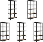 MAMUTEX 5 darabos akciós csomag - Lakkozott fém állvány Mamutex Standard 180x60x40 cm - 5 polc, teherbírás 875 kg, fekete