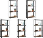 MAMUTEX 5 darabos akciós csomag - Lakkozott fém állvány Mamutex Standard 150x70x30 cm - 4 polc, terhelhetőség 700 kg, fekete