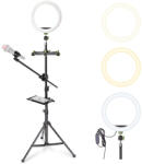 LanParte Lampa circulara LED Lanparte 14 inch cu trepied 2.1m si 3 suporturi de telefon