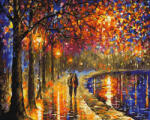 iPicasso Set pictura pe numere, cu sasiu, Plimbare seara in parc - Leonid Afremov, 40x50 cm (PC4050136)