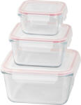 MagicHome MagicHome, 3 darabos tárolóedény készlet fedéllel, négyzet alakú, 450/1000/1900 ml (STP8011052)