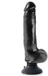 KING COCK, PIPEDREAMS KING COCK - Dildo Vibrant Realist cu Testicule și Ventuză Detașabilă, 23 cm, Negru Dildo