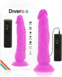 Diversia - Dildo Vibrant Flexibil cu Telecomandă și Ventuză, TPE, 21 cm, Violet Dildo