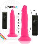 Diversia - Dildo Vibrant Flexibil cu Telecomandă și Ventuză, TPE, 23 cm, Roz Dildo