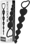 Black & Silver - Mila, Lanț Anal cu Inimi din Silicon, 18 cm