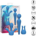CalExotics - kit couture vibrator wand flexibil cu 10 vibrații, 2 accesorii, silicon premium și rezistent la apă IPX7 albastru Vibrator