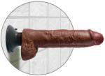 KING COCK, PIPEDREAMS KING COCK - Dildo Vibrant Realist cu Testicule și Ventuză Detașabilă, 25.5 cm, Maro Dildo
