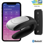 Satisfyer, Satisfyer Connect Satisfyer Double Fun Negru - Vibrator pentru Cupluri cu Control prin Aplicație, Telecomandă și Vibrații Duale Vibrator