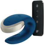 SATISFYER, SATISFYER PARTNER Satisfyer Double Love Albastru - Vibrator de Lux pentru Cupluri cu Aplicație, Telecomandă și Vibrații Duale Vibrator