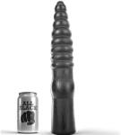 All Black - Dildo Anal Lung cu Structură Ondulată, PVC, 33 cm, Negru Dildo