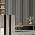 Perfect Acoustic FREJA Akusztikus fali panel 240x60x2, 2cm. Grey Oak - Egyedi méretre is levágjuk - White Oak fekete filc hátlappal