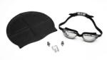 NEXTLY Set ochelari de inot, casca, dopuri si clips nazal NEXTLY, protectie UV, dubla etansare, efect oglinda, anti-aburire, design unisex, negru (ochelari-inot)