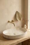 Coloana Lavoar ceramic oval, design marmorat crem lucios cu vene aurii, ventil inclus (5902025112315)