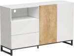 HOMCOM Bufet Modern 140 cm cu Poliță Deschisă, Alb și Stejar | Aosom Romania (83B-795V90WT) Bufet