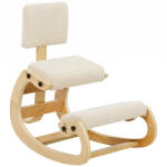 HOMCOM Scaun ergonomic pentru genunchi, scaun genunchi cu spătar, aspect cord, scaun de birou pentru acasă, birou, meditație, alb crem | Aosom Romania (925-009V00CW)