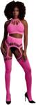 Ouch! by Shots Two Piece with Crop Top and Stockings - One Size - Neon Pink