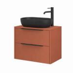 Fluminia Mobilier suspendat pentru lavoar pe blat Fluminia Istria 80, front neted, 80x46 cm, mattone, mâner negru (ISTRIA82-T-MA-L-HIC02) - e-baie