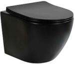 Fluminia Set vas WC suspendat cu capac Fluminia, Ricci, Tornado Flush, 36 x 49, negru mat (M203T-MB)