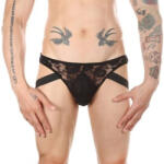 NoGenderWear Alacsony csipkés G-húros fekete-XXL