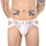 NoGenderWear Alacsony csipkés tanga Jock White-L