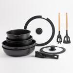 Bergner Set 10 Piese Bergner - Oale si Tigai cu Antiaderent Negru, Inclusiv Capace si Utensile (4379397)