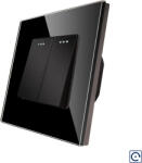 Luxion Intrerupator Dublu Mecanic cu Reset / Revenire LUXION cu Rama din Sticla Negru (lx-mp032gf-b)