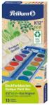 Pelikan Acuarele K12 din material reciclat, set 12 culori + alb de zinc, Pelikan 701174