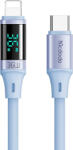 Mcdodo Cablu Mcdodo Type-C la tip Lightning Digital Display Silicone Fast Charging, 36W, 1.2m Albastru (ca-1939)