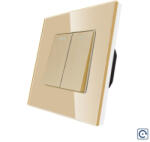 Luxion Intrerupator Dublu Mecanic cu Reset / Revenire LUXION cu Rama din Sticla Auriu (LX-MP032GF-G)