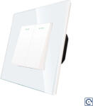 Luxion Intrerupator Dublu Mecanic cu Reset / Revenire LUXION cu Rama din Sticla Alb (lx-mp032gf-w)