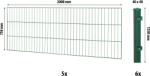 Floraworld egyrudas hálós kerítéspanel négyzetes oszlop 75 x 1000 cm zöld