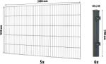 Floraworld egyrudas hálós kerítéspanel négyzetes oszlop 125x1000 cm antracit