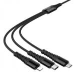hoco. Cablu Incarcare USB-A / USB-C - Lightning / microUSB / USB-C HOCO X123 3in1, 18W, 1m, Negru
