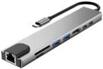Tech-Protect Hub USB-C Tech-Protect HB09, 2 x USB-A 3.0 - 2 x USB-C - 1 x HDMI - 1 x RJ45 - 1 x SD - 1 x microSD (Gri)