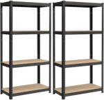 SONGMICS Polcos állvány, 2 db, fém, 520 kg-ig, 4 állítható polccal, fekete, 80 x 40 x 160 cm (GLR048BZ01)