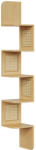 VASAGLE Sarokpolc, 5 szintes, fali, rattan oldalakkal, natúr, 20 x 20 x 126 cm (LLS582Y57)