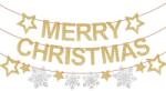 VIKY Merry Christmas girland - arany csillag és hópehely banner