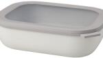Mepal Cirqula Multi Bowl szögletes ételtároló doboz fedővel - légmentes hűtőtároló és mikrohullámú sütő edény, 2000 ml, Nordic White