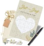 KCatsy Puzzle születésnapi utalványkártya kitölthető kuponnal, pamut zsákkal és tollal
