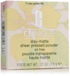 Clinique Stay-Matte Sheer Pressed Powder Púder nőknek 7, 6 g árnyék 17 Stay Golden