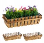 Relaxdays Erkélyláda fa 45 cm 3 db-os szett Rusztikus virágtartó (10037613)