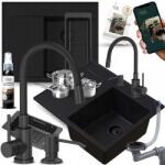 Sink Quality Gránit mosogató folyadék, Csapteleppel, fekete Jobbos Rekesz (STI.C.1KKO_P.X.KTS.S.MEG.BK.KDS.SIM-II.BK.B32)