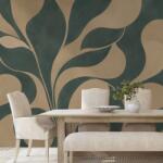 Dovido Tapet frunze bej abstracte pe verde - 539x363