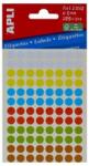 APLI Etikett, 8 mm, kör, kézzel írható, színes, APLI, vegyes színek, 288 etikett/csomag
