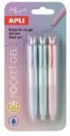 APLI Mini zseléstoll, 0, 5 mm, nyomógombos, APLI ˝Pocket Gel˝, vegyes pasztell színek
