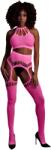 Ouch! by Shots Two Piece with Crop Top and Stockings - One Size - Neon Pink